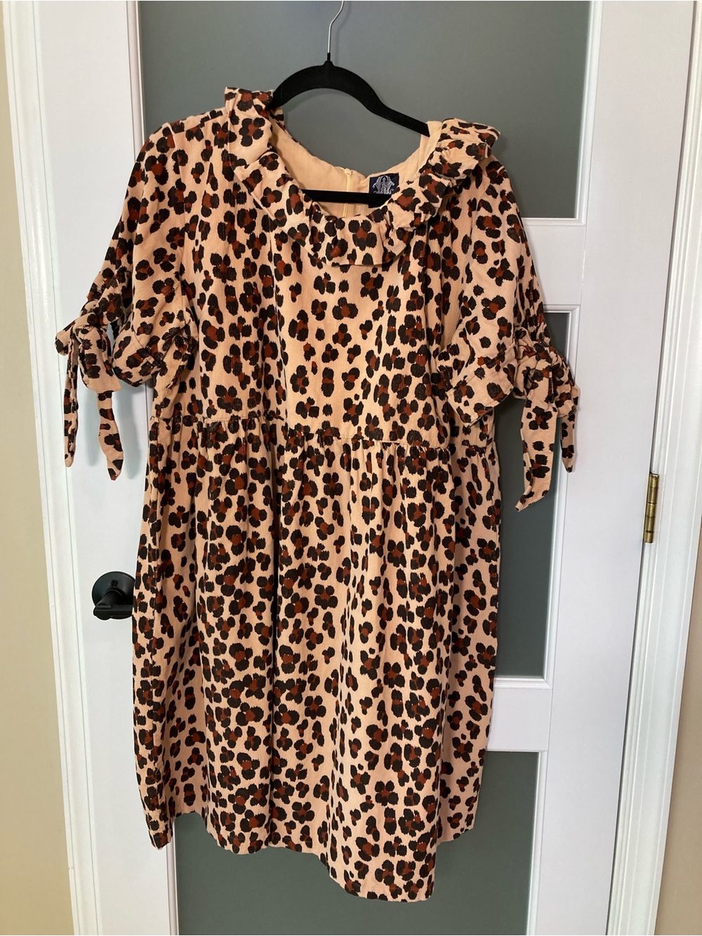 Elizabeth Wilson Leopard Print Corduroy Dress - XXXL
